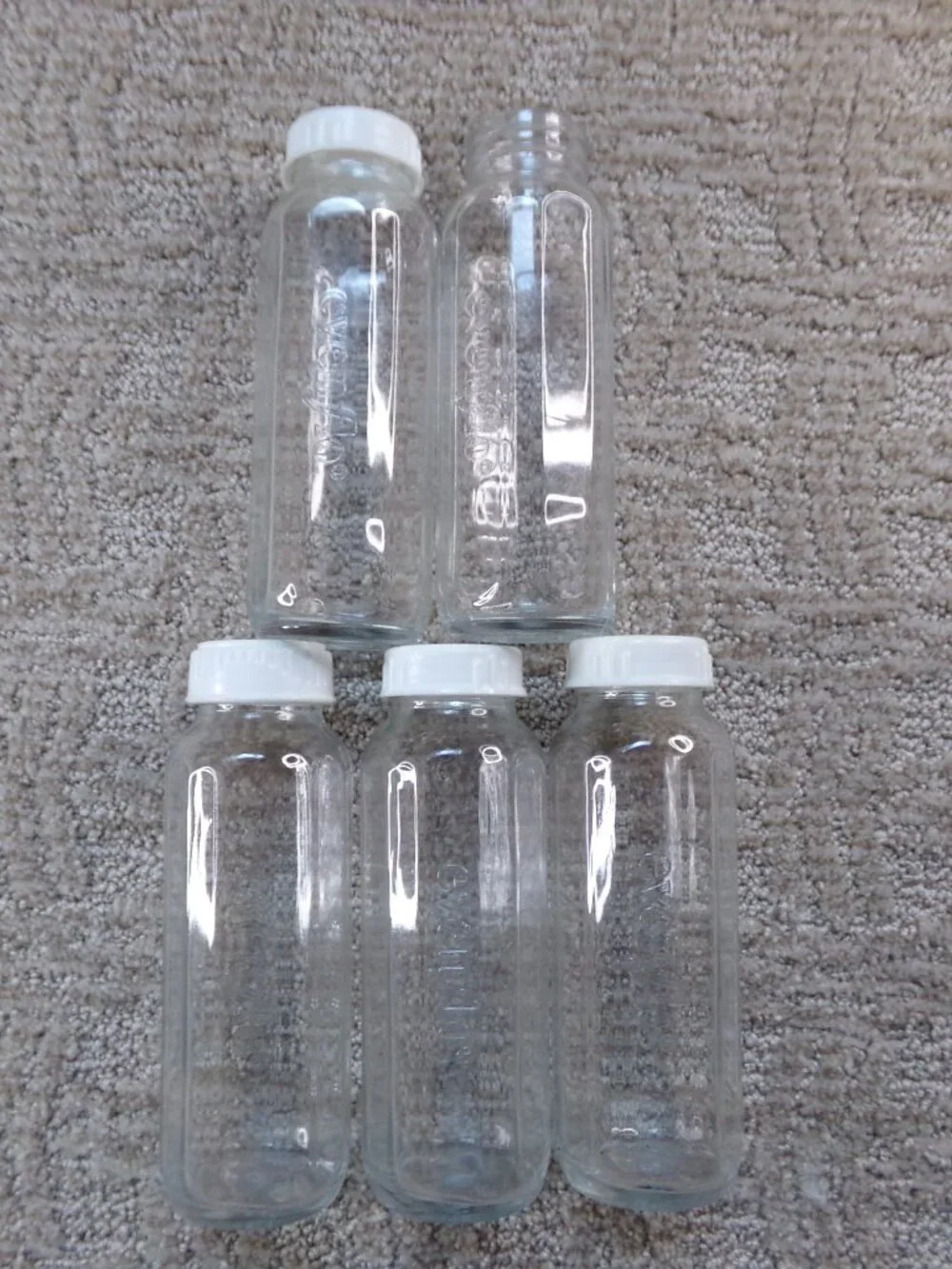 5 Clear Glass Evenflo Baby Bottles 8 ounce